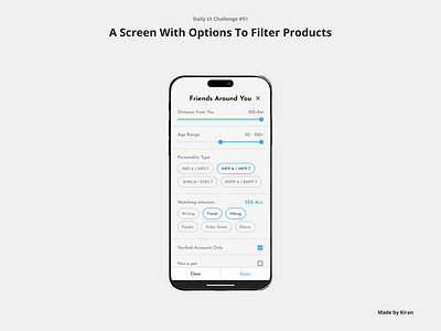 Daily UI Challenge #51 design filter filters friends app mobile design personality type ui uichallenge ux uxdesigner uxui