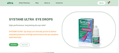 Eye Drops web-page design ui web page first page