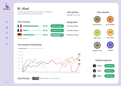 Honk - Learning program / Dashboard app dashboard design desktop learning mobile moblieapp platform ui ux