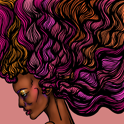 Fall of Hair illustration lady procreate vector