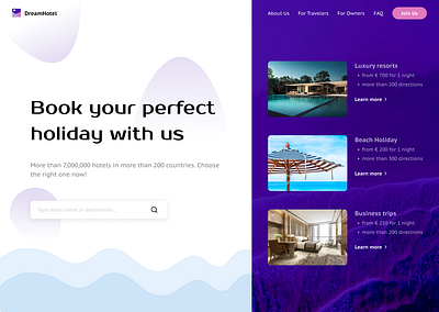 Dream Hotel - website booking design desktop hotel hotels travel ui ux uxdesign website