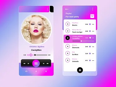 Neon colors for Music Player Mobile app app design brand branding design concept digital service glass design graphic design mobile app modern design music music player app neon colors pink player product design purple sound trendy design uiux user interfaces