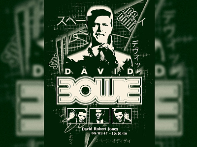 David Bowie graphic alien bowie collage david bowie glam pop rock n roll space starman visitor weird type ziggy stardust