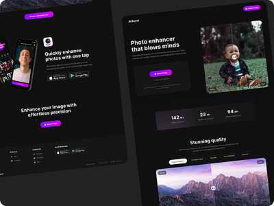 AI Enhancer Landing Page ai dark design enchance generation landing lmagenta neuron web photos ui ux