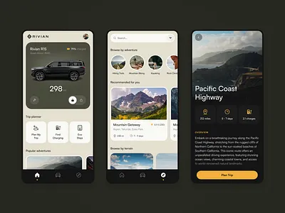 Rivian Mobile App Concept app design ev interface mobile rivian ui ux web