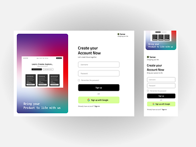 Sign up page | Responsive design create account figma login mobile view new account product design register responsive responsive design sign in sign up sign up form ui uiux user login ux web web design web view website