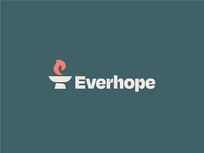 Everhope addiction branding cauldron drug drugs fire flame green hope hopeful logo non profit red tan teal