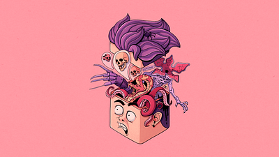 What's in your head? 01 | Fears afraid art character fear head horror illustration isometric skull