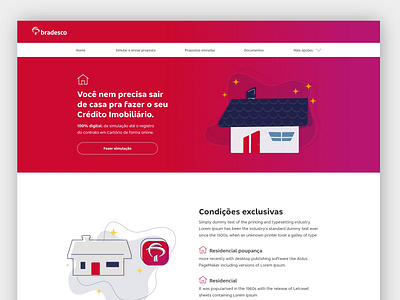 Landing page bradesco - Study app banco bank bradesco cor design home illustration landing page login logo lp red santander ui ux vermelha vermelho