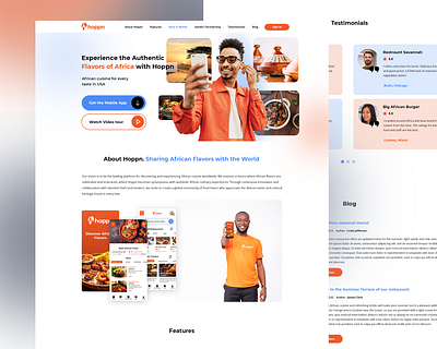 Landing page for Web & Mobile app food delivery service african food booking service branding cafe clean style food food delivery graphic design landing landing design landing page mobile app modern design promotion restraunt site usa design web app website website design