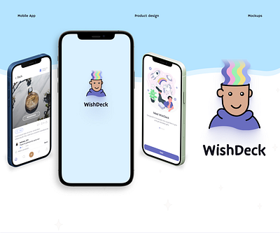 WishDeck | Creative Mobile App 3d branding design figma illustration logo mobile app mockup ui user flow uxui wireframes