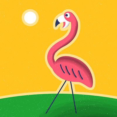 Plastic Pink Flamingo, Midwest U.S. Lawn Habitat animals backyard birds cold cute flamingo front lawn garden hot illustration kitsch pink plastic quirky retro snowy vector vintage weather wildlife