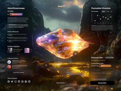 NFT Marketplace UI: Glowing Gems Cards 3d ai art app app ui blockchain crypto ui dashboard glowing ui graphic design illustration item card marketplace ui midjourney nft nft card nft ui ui web app web3