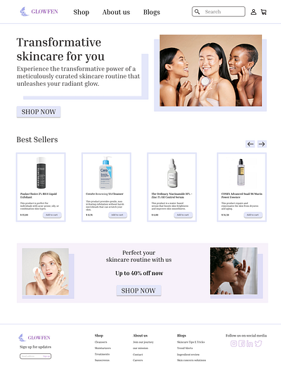 Skincare shop Website Design design ui ux website