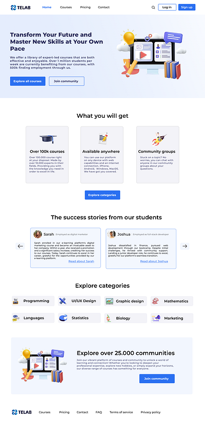 E-learning Website design design ui website