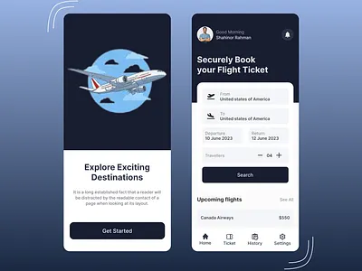 SkyJourney app design typography ui ux