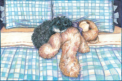 Love and Cuddles art artist colored pencils cute art illustration prismacolor puppy