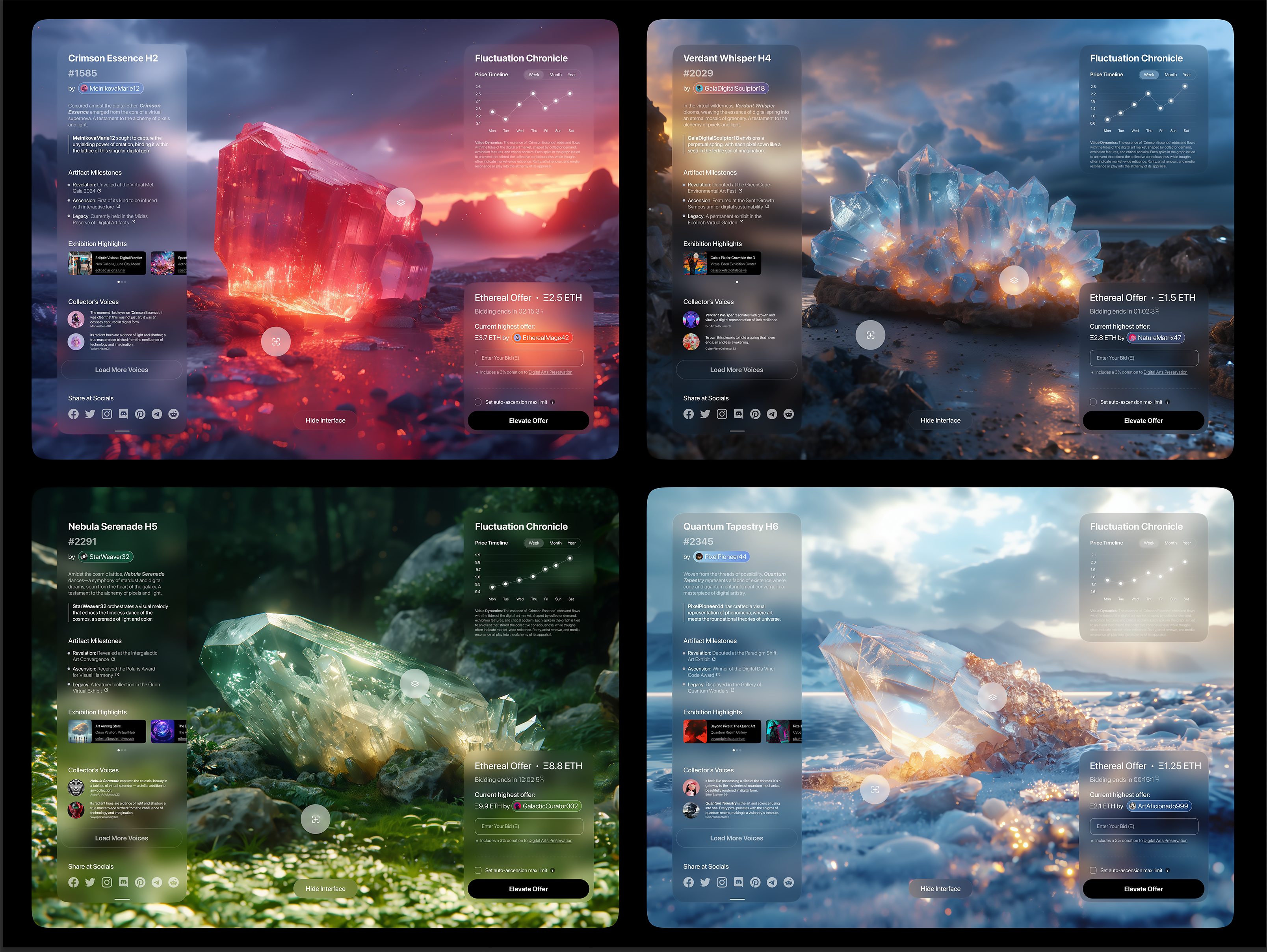 NFT Marketplace UI: Part 2 Gems 3d ai art app ui crypto ui gems glowing ui graphic design illustration marketplace midjourney nft nft ui ui ux web app
