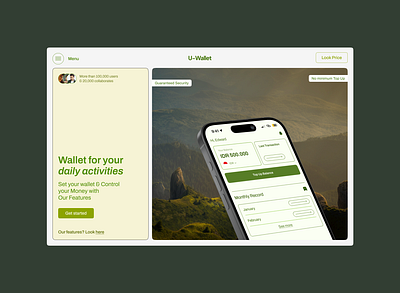 U-Wallet : E-Wallet Hero Section banking dashboard e wallet fintech landing page ui wallet website website finance