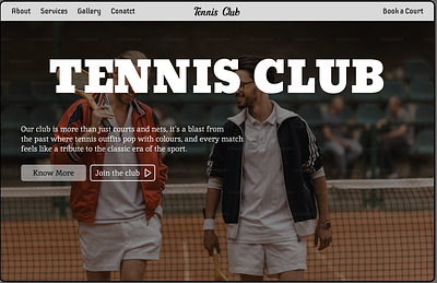 Tennis Club classic graphic design landing page tennis club ui uiux webpage