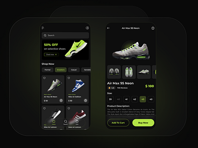 Shoe Store App Design: Glassmorphism UI Style appdesign design glassmorphism graphic design homescreen typography ui user interface