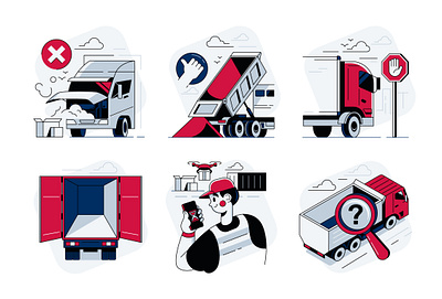 Clutch App Illustrations 🚚 app cargo character design construction delivery drone heavy illustration logistics shipping supply traffic transit transportation truck vehicle