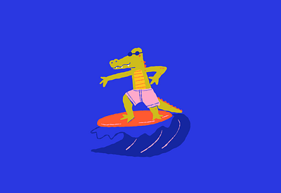 Summer Crocodile animals summer crocodile crocodile brand crocodile illustration crocodile logo fun animals illustration summer summer animals summer brand summer fun summer lettering surfing surfing crocodile surfing illustration