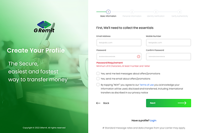 G-Remit Login bank app banking branding design graphic design logo ui ux