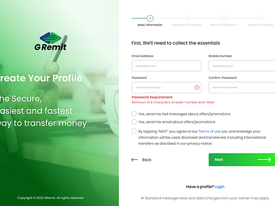 G-Remit Login bank app banking branding design graphic design logo ui ux