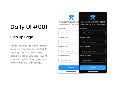 Daily UI Challenge #001 dailyui ui ux uxdesign