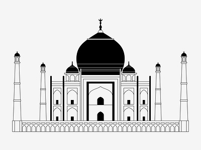 Taj Mahal flat graphic design illustration india journey minimalist outline simple taj mahal travel ui ux vector