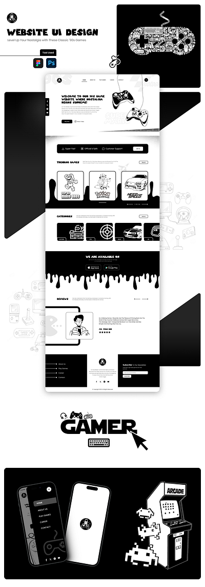 90's Game Website (UI/UX Design) app design design landing page ui ui design uiux user experience user interface design ux web design