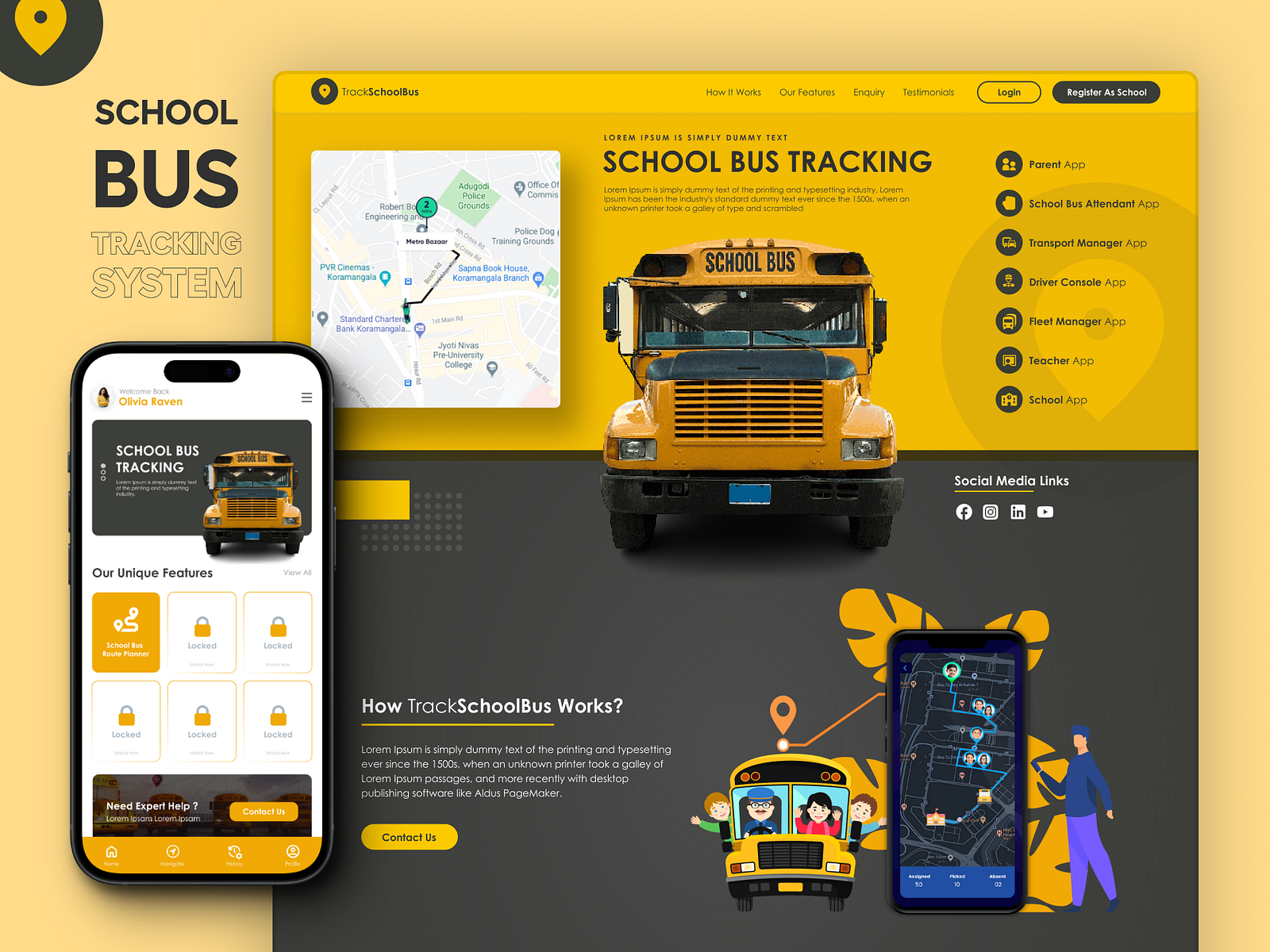 School Bus GPS Tracking System (UI/UX Design) by Ankan Dutta on Dribbble
