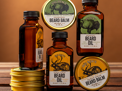 Big Ben's Beard Balm + Oil colorful design graphic design illustration labels packaging typography