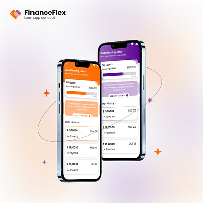 FinanceFlex - Loan request super app- Concept amount app bank cash finance fintech funky interest loan magic management mobile super superapp trendy ui ux withdrawel