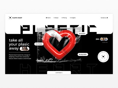 Plastic Heart. Landing page web design artist clean design figma graphic design heart homepage inspiration modern ui ux web designer website