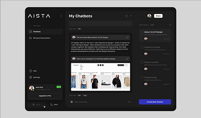 AISTA - AI Chatbot ai animation artificial intelligence chatbot design figma ui uiux user interface ux visualdesign web website