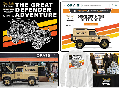 Orvis x Barbour Land Rover Giveaway apparel graphics barbour branding campaign design event design graphic design land rover land rover defender landing page logo retail design social media sweepstakes t shirt tee shirt