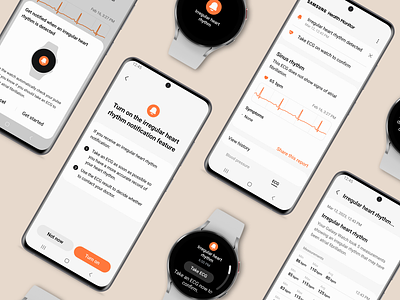 Samsung Health Monitor - Irregular heart rhythm notification healthcare mobile design user experience wearable design