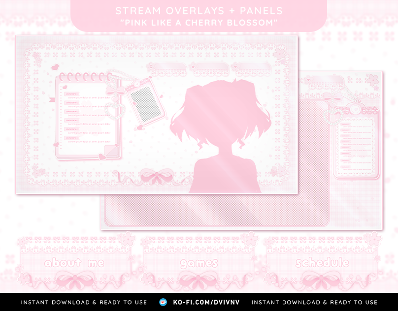 ✨🌸Pink like a Cherry Blossom Twitch overlays 🌸✨ cute stream overlay cute twitch overlay stream stream graphics stream overlay twitch twitch design twitch graphics
