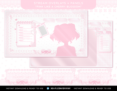 ✨🌸Pink like a Cherry Blossom Twitch overlays 🌸✨ cute stream overlay cute twitch overlay stream stream graphics stream overlay twitch twitch design twitch graphics