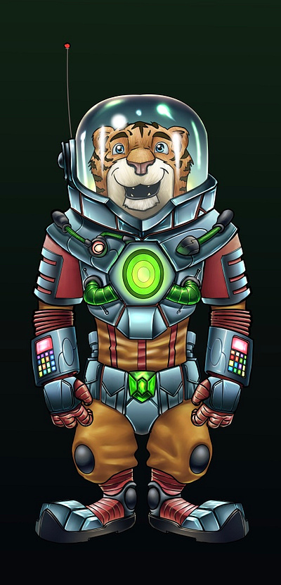 Tigo the Tiger, Space Explorer. character design childrens illustration clip studio paint illustration