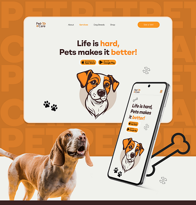 PetCare dribbble product design ui ux website