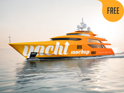 Free Yacht Mockup. AI Generated boat free freebie mockup sailing ship sport vehicle watercraft yacht