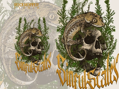 Reptile Teror On Your Head, SinfulScales artwork brand dark darkart designbrand draw drawing gecko graphic design illustrate illustration nature oldskull reptile riot skull skulls