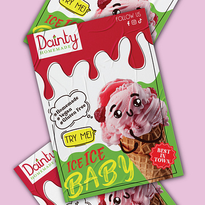 Poster design for an ice cream shop Dainty branding graphic design logo