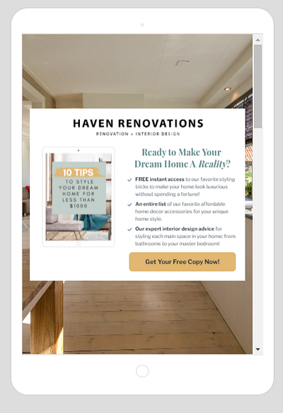 Haven Renovations - Landing Page Design branding ui