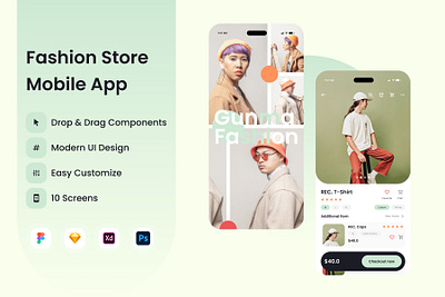 Gunma - Fashion Store Mobile App application apps fashionable interface layout merchandise retail screen sketch store stylish trendy ui user wear