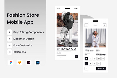 Shikawa - Fashion Store Mobile App application apps fashionable interface layout merchandise retail screen sketch store stylish trendy ui user wear