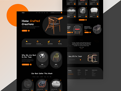Furniture Website Landing Page UIUX Design | Figma Expert black chair furniture landing page orange redesign ui uiux uiux design uiux designer ux web design web ui design website ui redesign